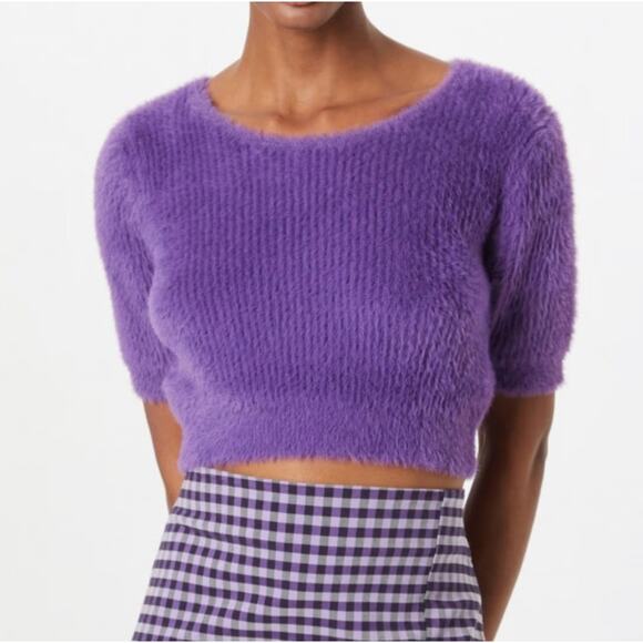 OVAL SQUARE Women’s SMALL Young Sweater Knit Crop Top Short Sleeve Anthropologie - Picture 1 of 12